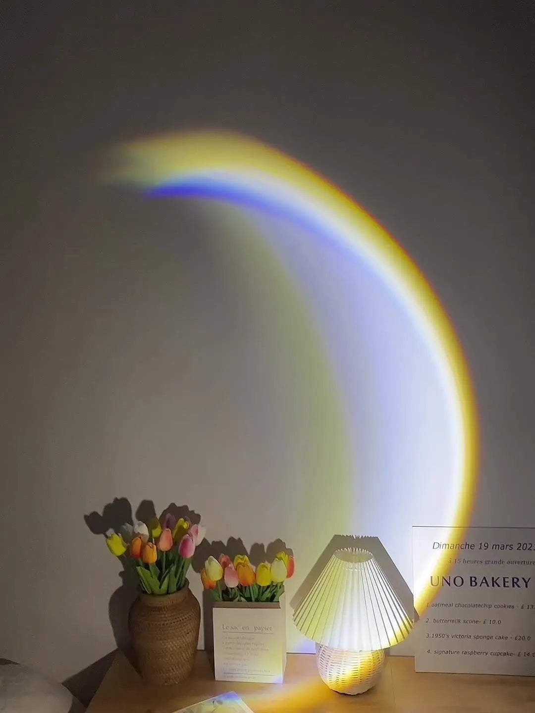 INS USB Moon Lamp LED Rainbow Night Light with 360° rotation, 24.5 x 7 cm, Scandinavian style