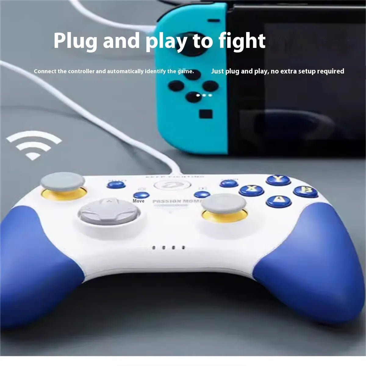 Pink wired gaming PC controller with USB interface and vibration handle, general use gamepad