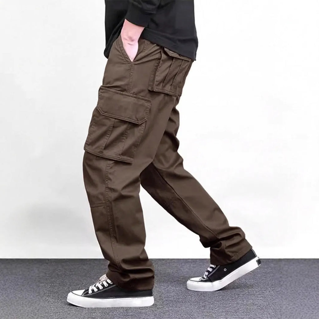 Women's high waist drawstring straight trousers in bamboo fibre blend, khaki colour, full-length view
