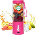 Portable rechargeable blender with 530ml cup in various colours including black, white, blue, and rose red