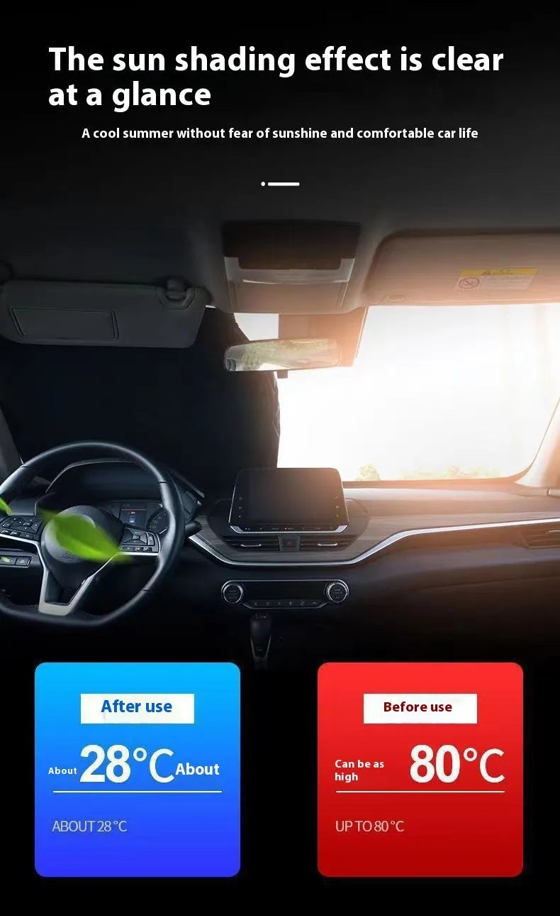 Titanium silver aluminium foil car sunshade shown unfolded.