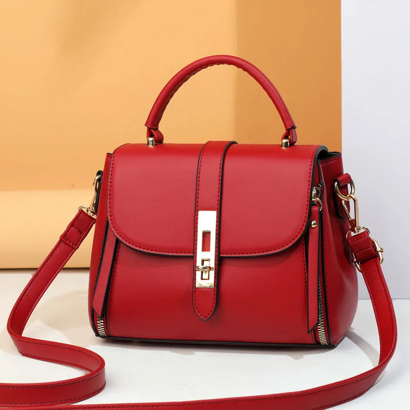 Soft PU leather women's messenger bag in square vertical design with adjustable shoulder strap