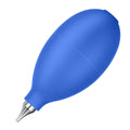 Blue and black rubber handheld air blower for dust removal on cameras and phones.