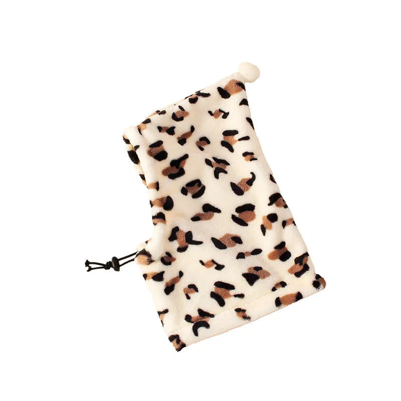 Cloth bear headdress pet hat with rabbit ears on a dog, showing leopard print colour option.