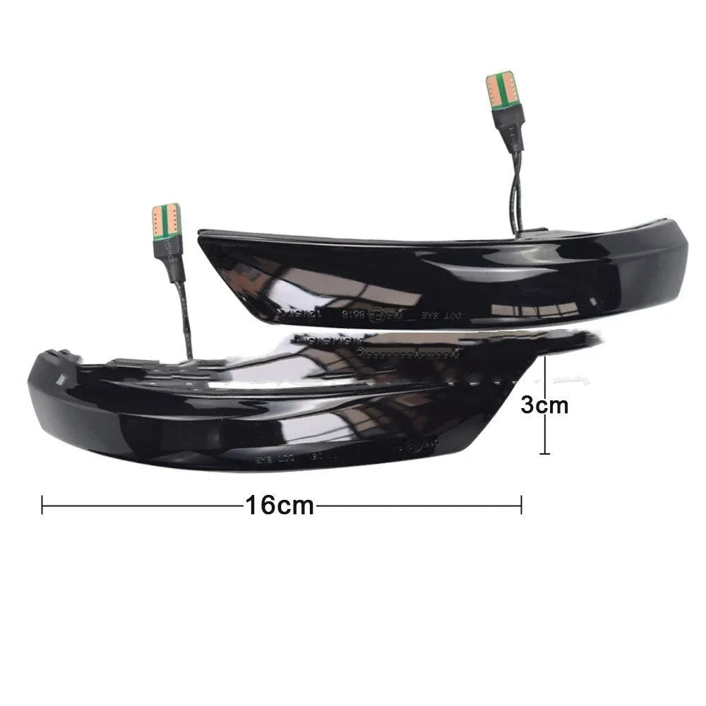 Ford Focus rearview mirror waterfall light accessory in ABS with yellow or yellow/blue LED options