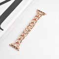 Denim pattern metal chain watch strap for Apple Watch in multiple colour options showing size variations