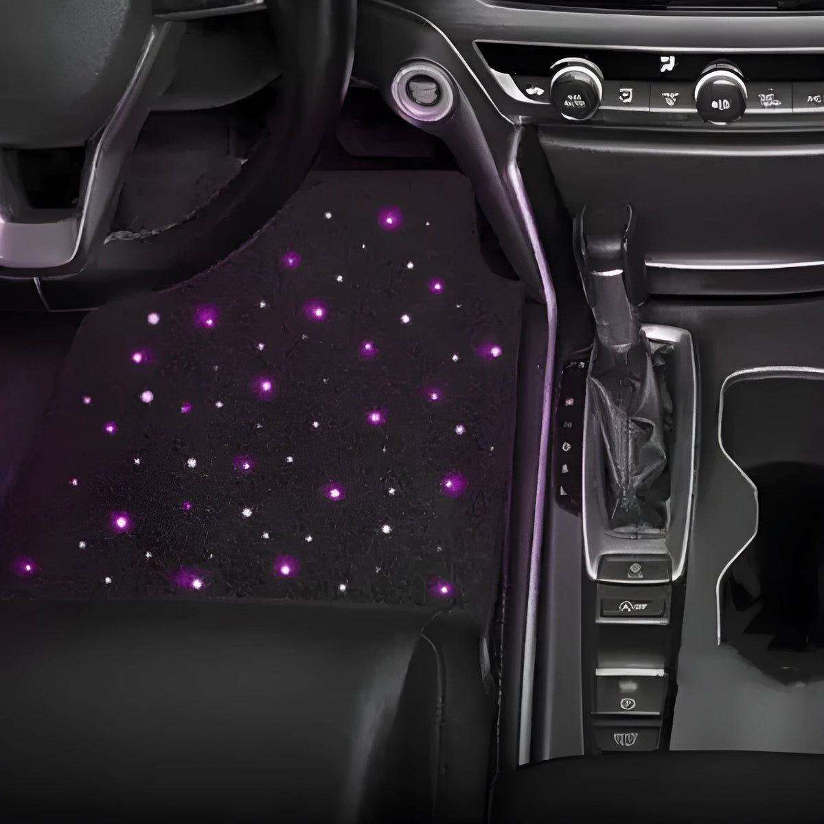 Car luminous foot mat set with polyester LED, USB power and front or rear 2-4 piece options