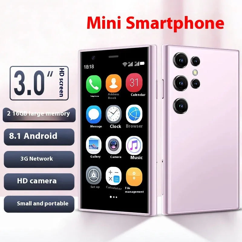 S23PRO & XS15 mini smartphone in black, green, or pink purple with straight plate design
