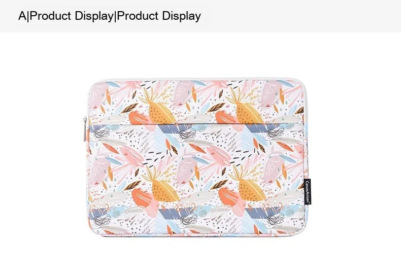 White PU leather waterproof laptop inner bag showing multiple size options from 11 to 15 inches