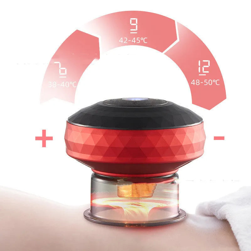Electric cupping device in black with push-button controls and Type-C port, compact 93x93x82mm