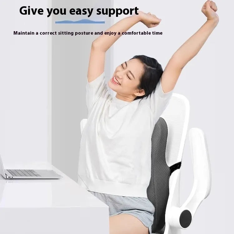 Grey lumbar support cushion for office chair, dimensions 40x40x8 cm