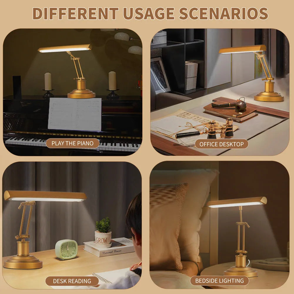 Classical piano practice touch dimming table lamp with metal shade in bronze colour for music spectrum lighting