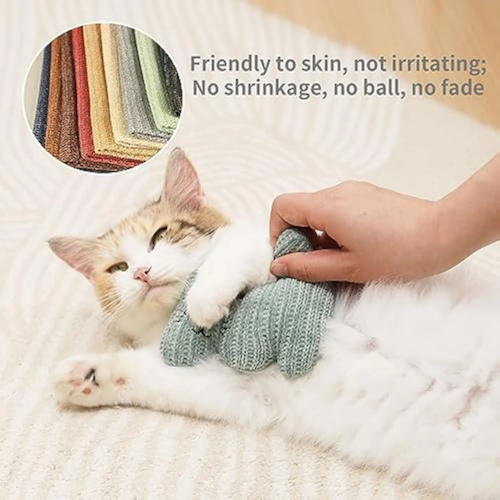 Cyan and light coffee plush rope catnip toy with bell for kittens and cats