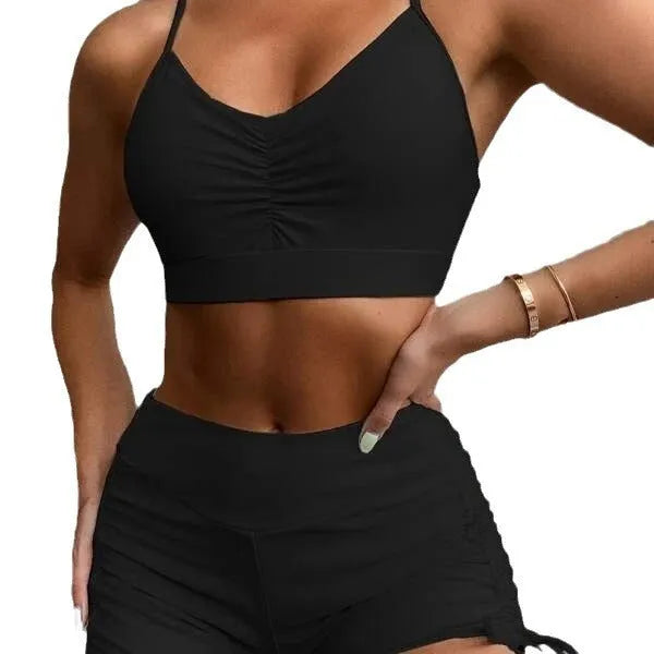 Women's solid purple high waist split swimsuit bikini two-piece set on mannequin