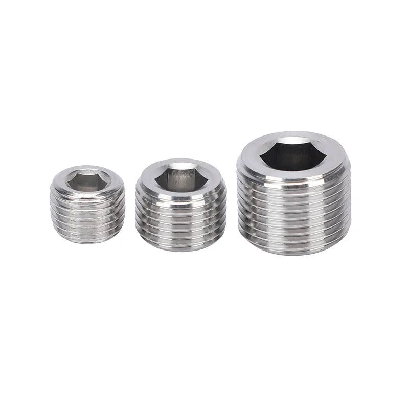 Stainless steel hexagon plug for 3/8 series bulkhead pipe fittings