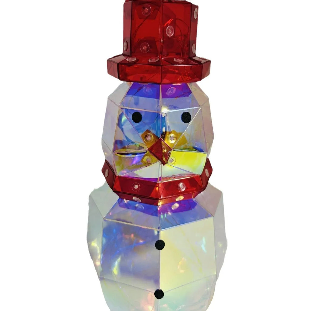 Handmade luminous snowman, PET plus magic colour film, 11.7 x 11.7 x 25cm, colourful festive gift