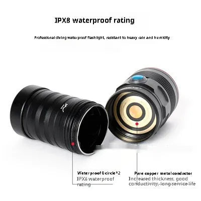 50W aluminium alloy LED flashlight, DX5S L2 single torch, 145x64x58mm, 450g, no battery or charger included