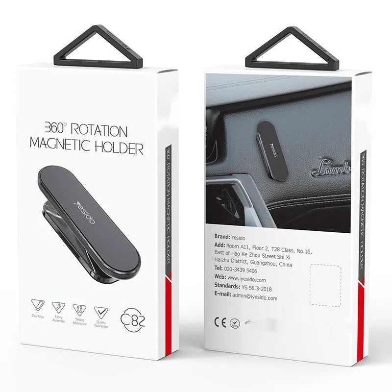 360 degree rotary magnetic adhesive car phone holder in black and grey with zinc alloy and N50 magnet