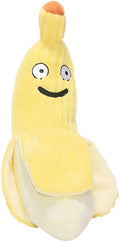 Yellow banana-shaped cat toy with crinkle paper and catnip for indoor play