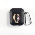 Matte black alphabet silicone AirPods case with dust plug, impact-resistant cover for AirPods Pro