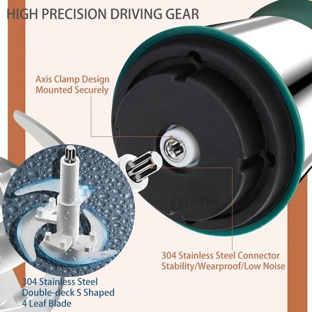 Green stainless steel meat blender mincer with 2-speed gears and 2L capacity