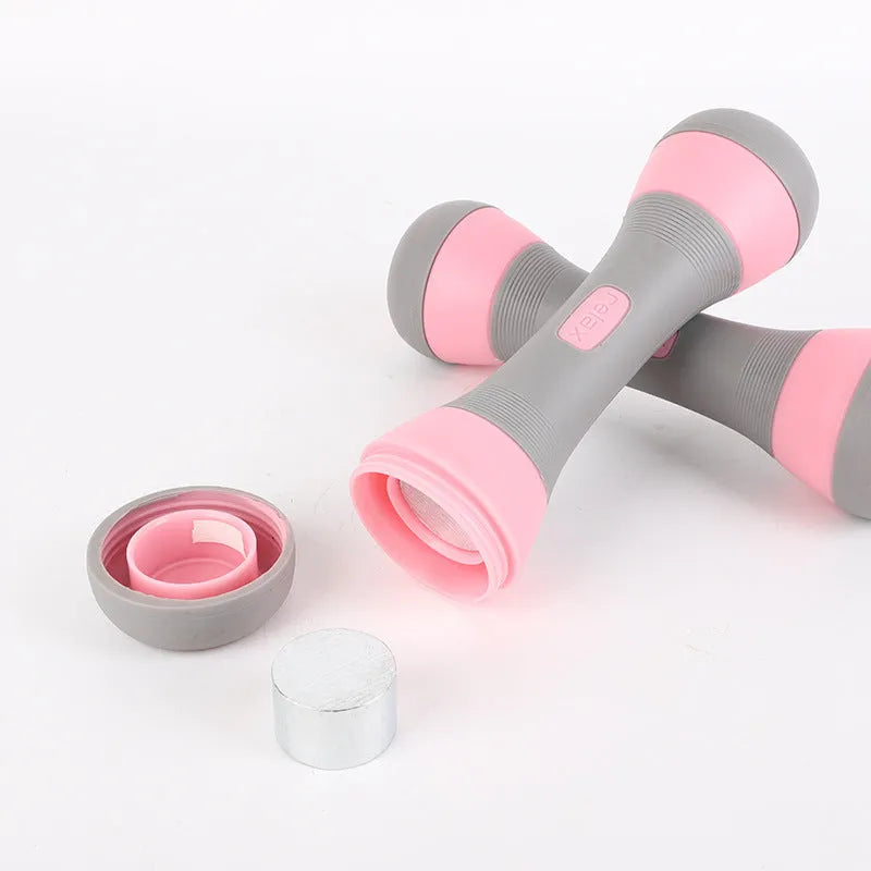 Pair of 2kg small dumbbells with steel core and TPR cover, approximately 24.2cm long, in pink, purple or blue