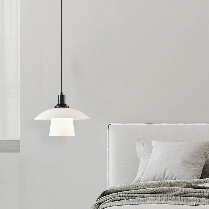 Black glass bedside droplight pendant with Italian minimalist design