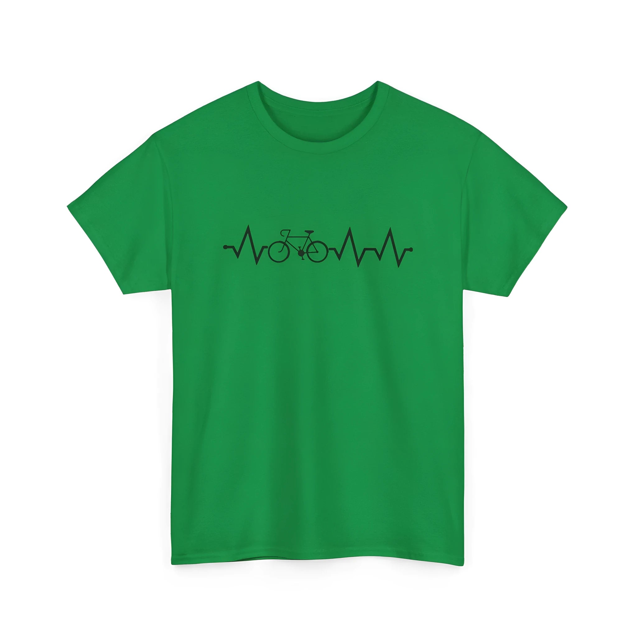 Green women's cotton t-shirt with a printed letter design on the front.