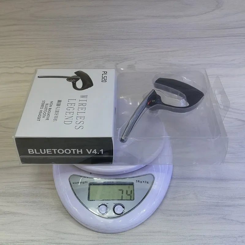 Black plastic Bluetooth sports headphones with a large battery and call function.