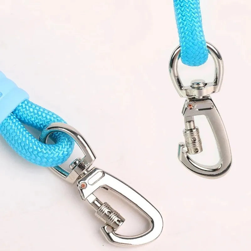 Nylon dog traction leash with foam handle in four colour options showing 140cm length