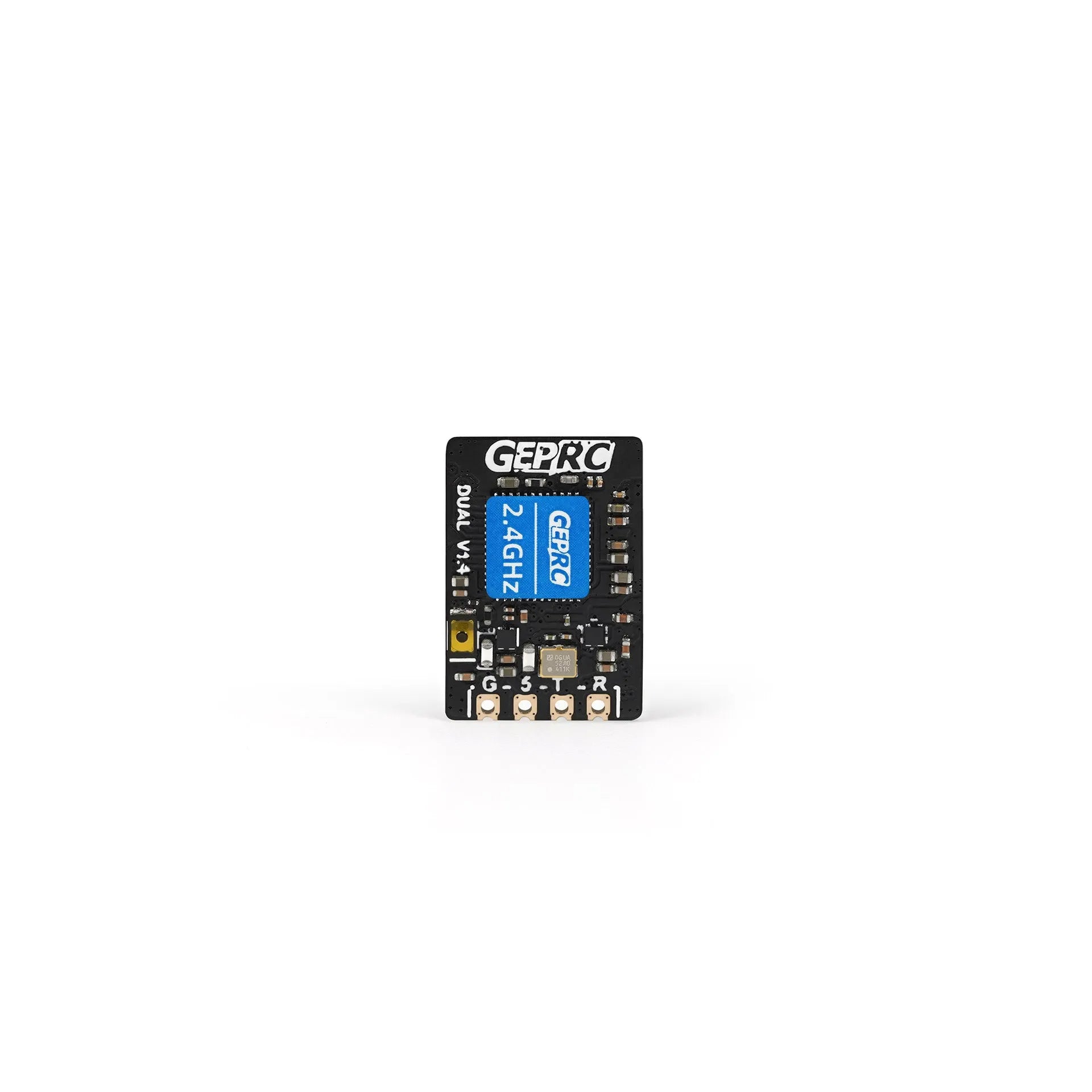 ELRS DUAL 24g Diversity Receiver with dual IPEX1 antenna connectors and RGB LED on a white background