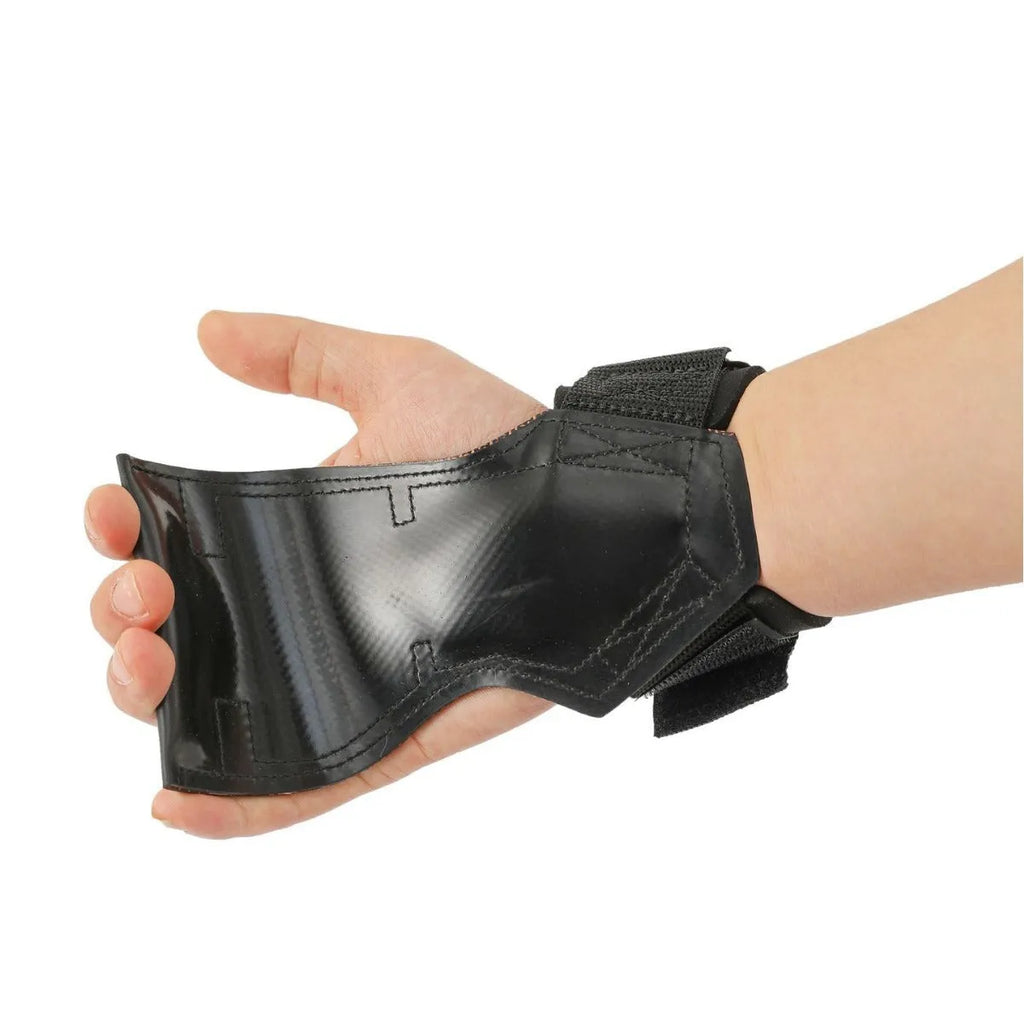 A pair of black rubber booster hoses for weightlifting grip and palm protection.