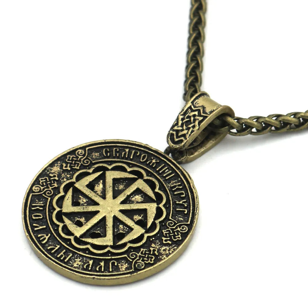 Lunavin ODing logo necklace with alloy pendant on adjustable snake bone chain and leather rope options