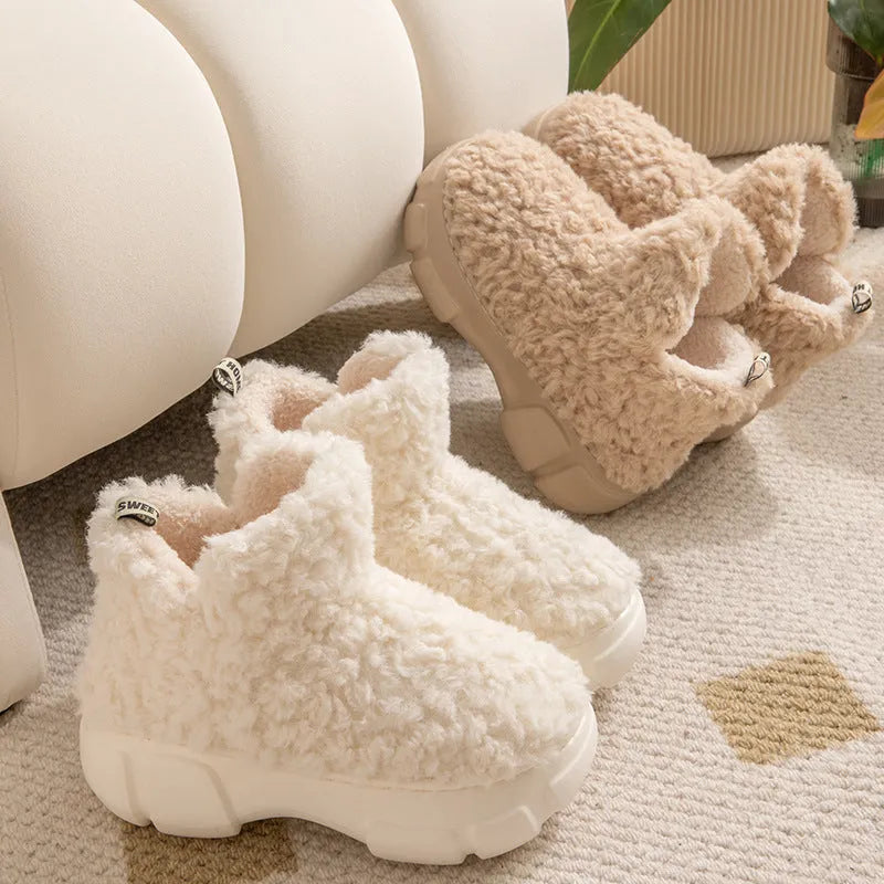 Winter cashmere snow boots with 6cm platform, plush upper, and anti-slip EVA sole for women