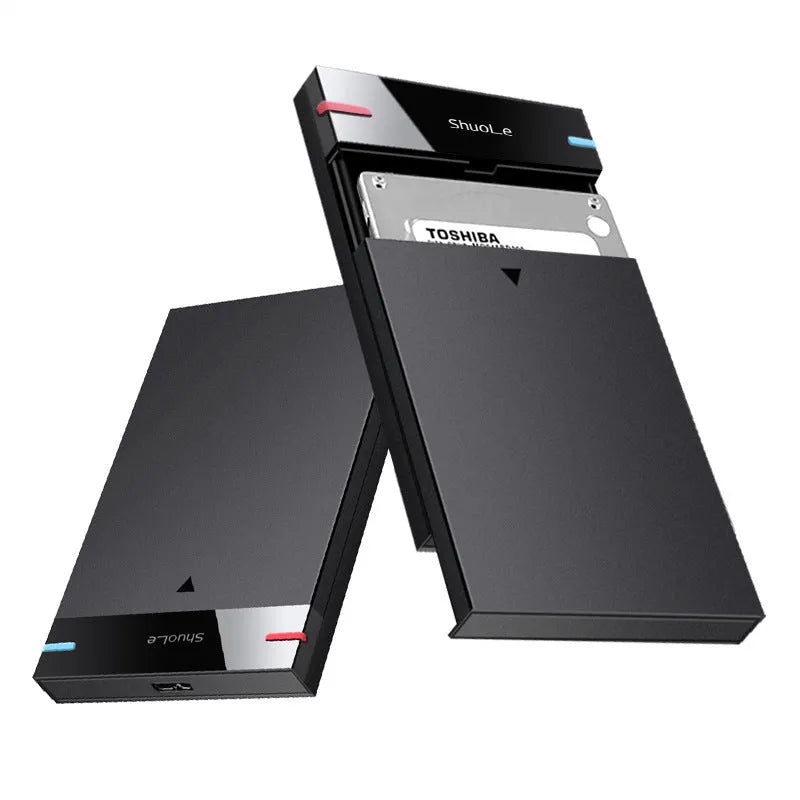 Black USB 3.0 external hard disk box for 2.5-inch SATA drives with PC ABS case