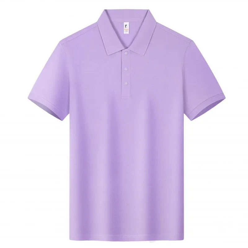 Short sleeve lapel work polo shirt in cotton with loose fit, shown in beige colour with collar detail