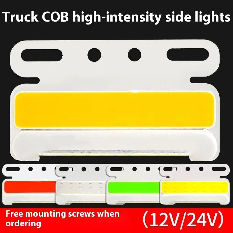 12V 24V aluminium alloy COB LED truck side light and grounded tyre light in multiple colours.