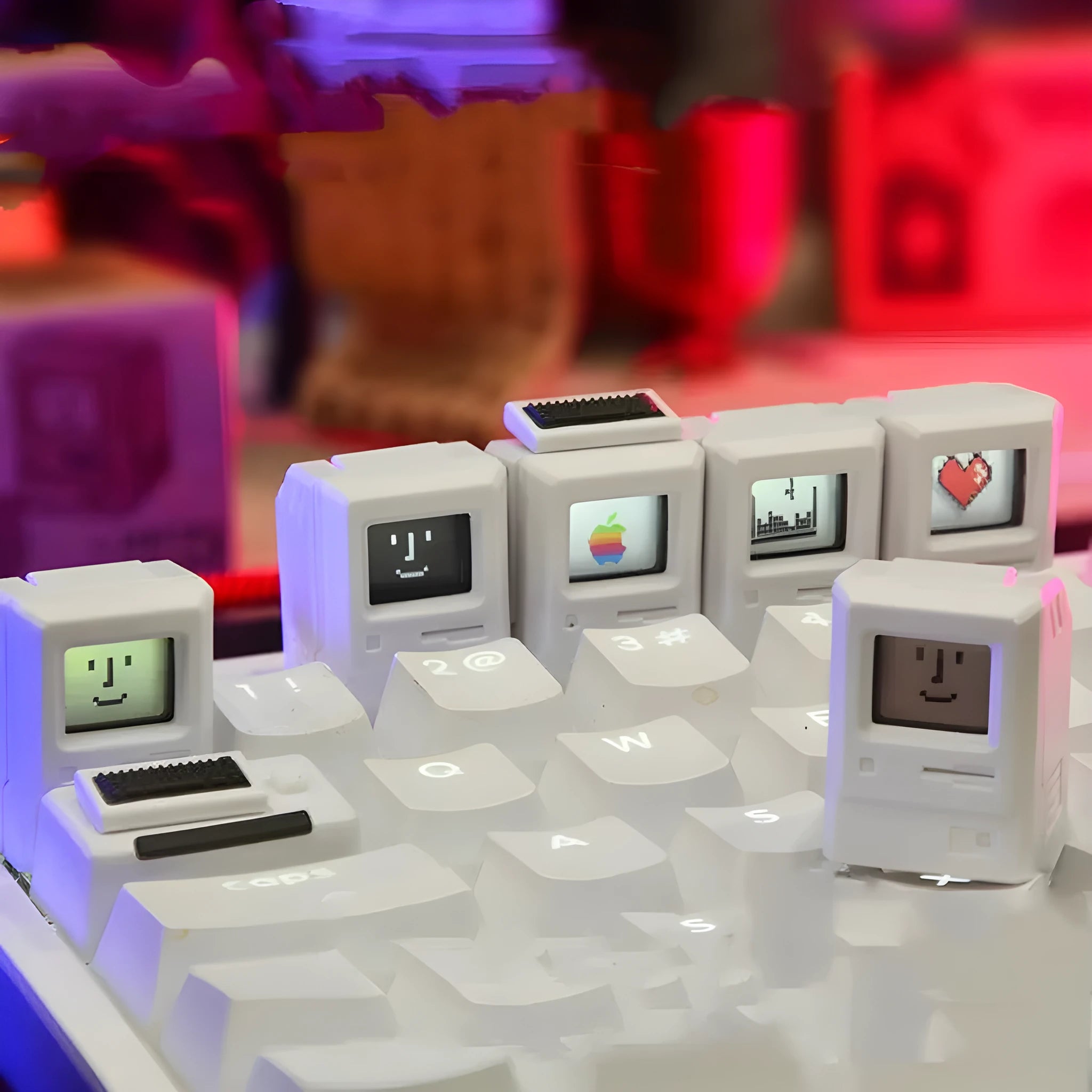 Macintosh transparent retro mechanical keyboard keycap for JKDK axis keyboards with Type-C connection