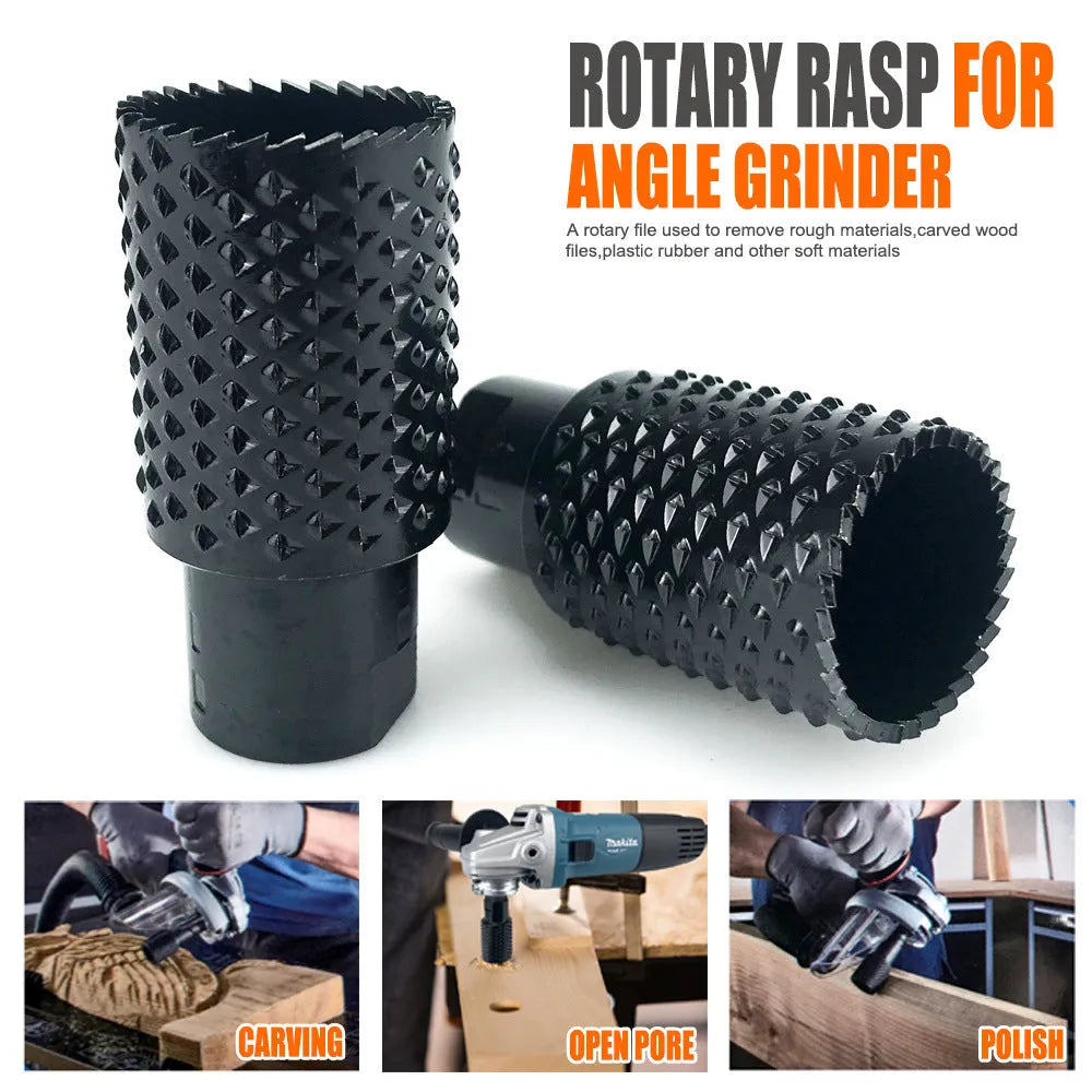 Spherical angle grinder grinding head for woodworking with dual thread compatibility