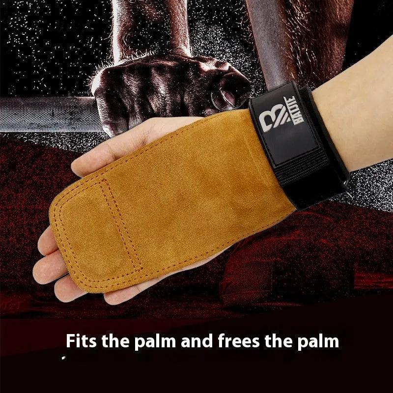 Brown fitness wrist protector with included grip strength bands for gym training.