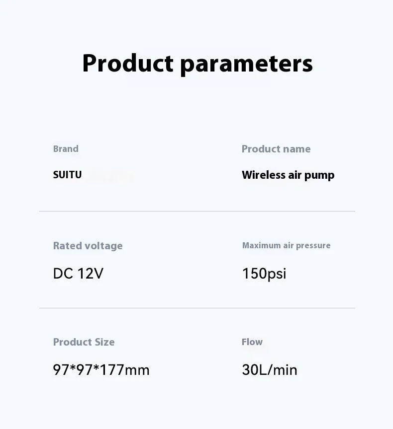 ST-5518 portable wireless car tyre inflation pump with automatic pressure monitoring and LED light