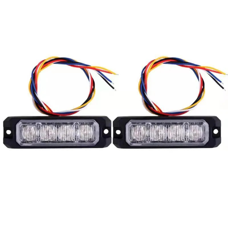 12W LED strobe warning light with 5-wire sync for truck side mounting, blue and red colour options
