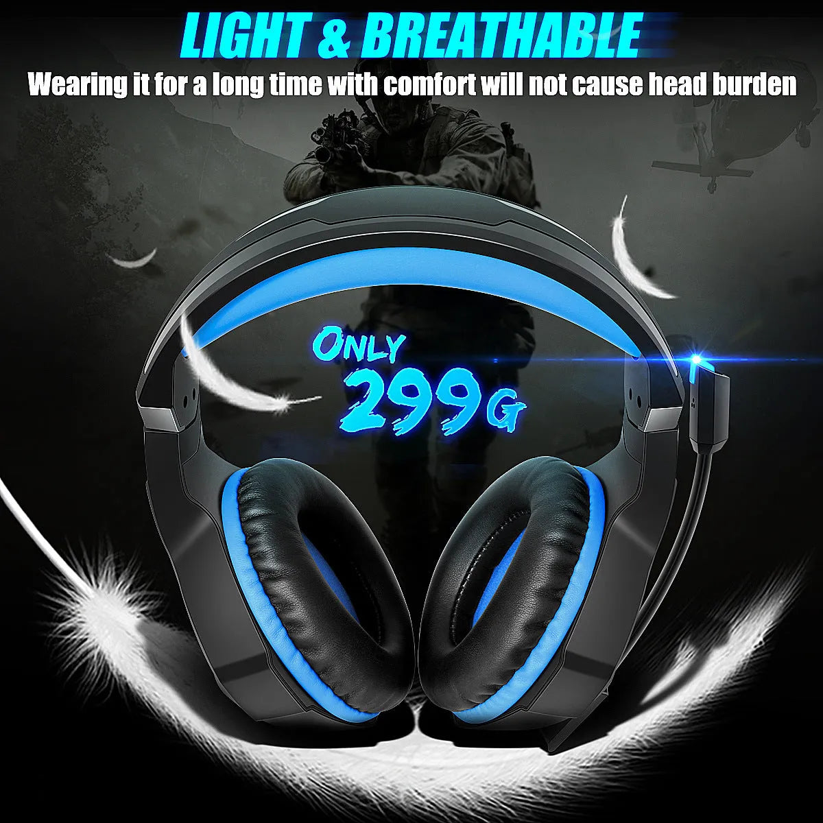 Thunder Wear Luminous gaming headset with LED lighting in black with coloured accents