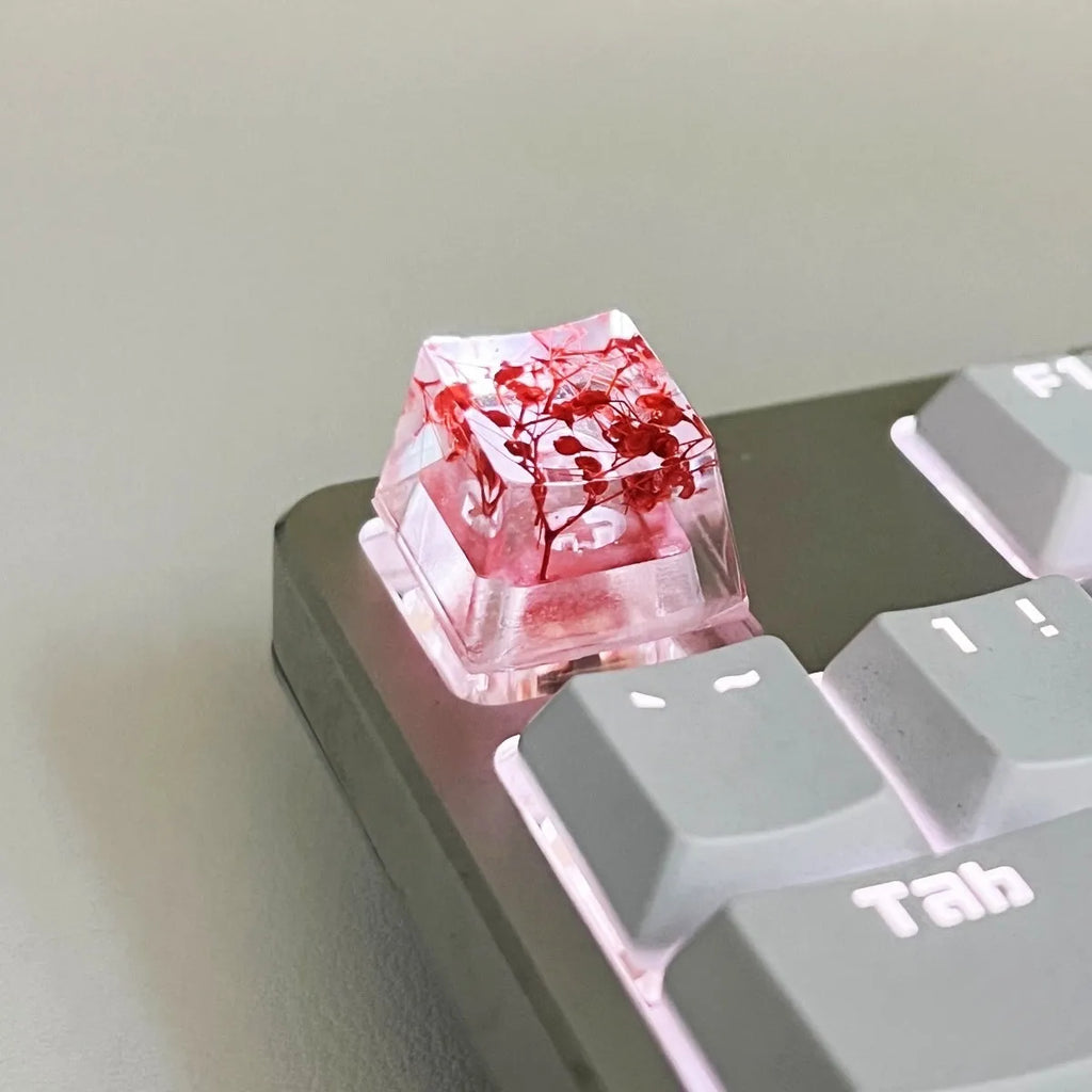 Transparent resin keycap with starry sky pattern in four colour options for mechanical keyboards