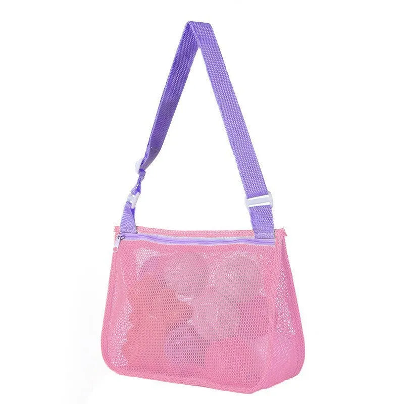 Blue nylon mesh children's travel storage bag with sealing function, 20x25x8 cm dimensions