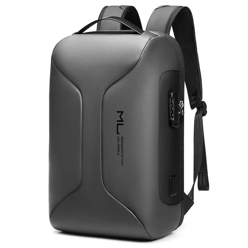 Oxford cloth business backpack in light grey colour with air pillow belt system and laptop compartment