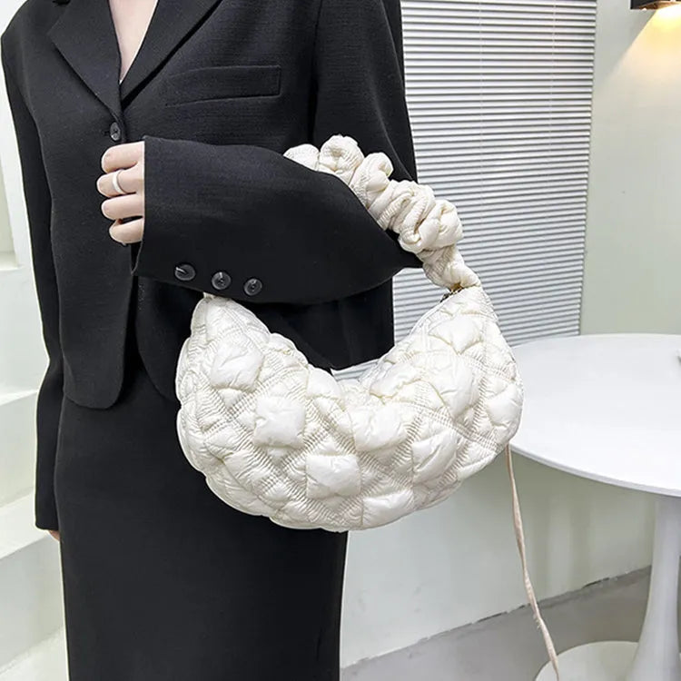 Women's nylon underarm bag with adjustable shoulder strap in solid colour options
