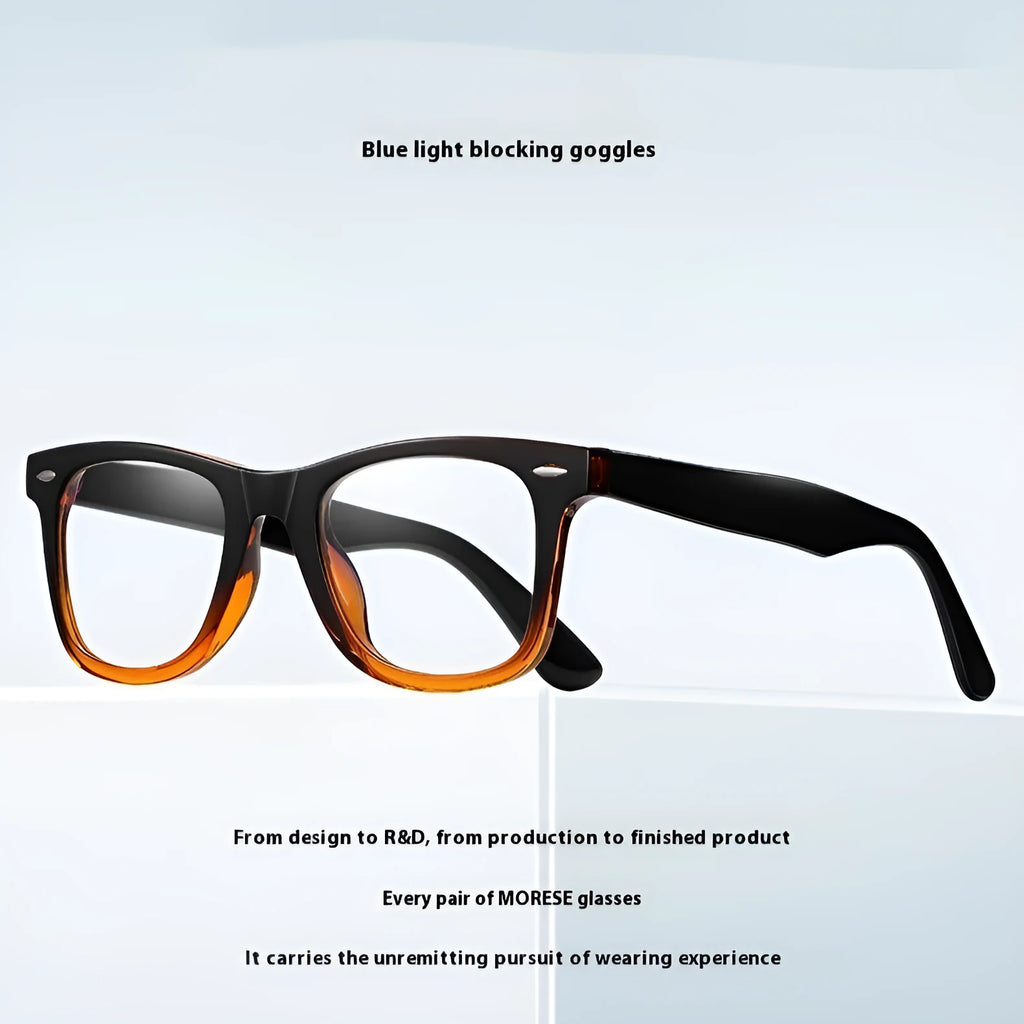 TR90 retro eyeglass frame with anti-blue light lenses in full-frame box style design