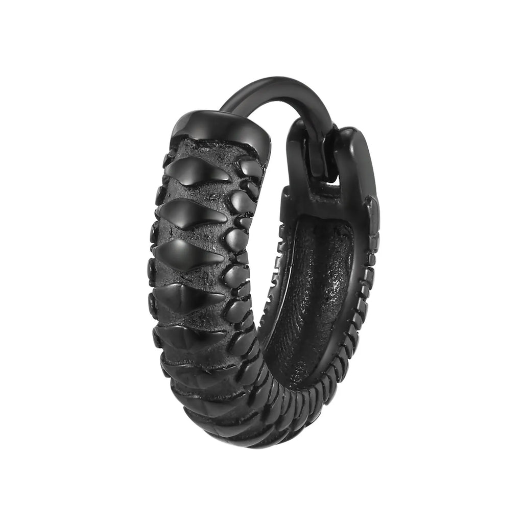 Stainless steel hip hop ear ring with snake pattern design in black or gold colour