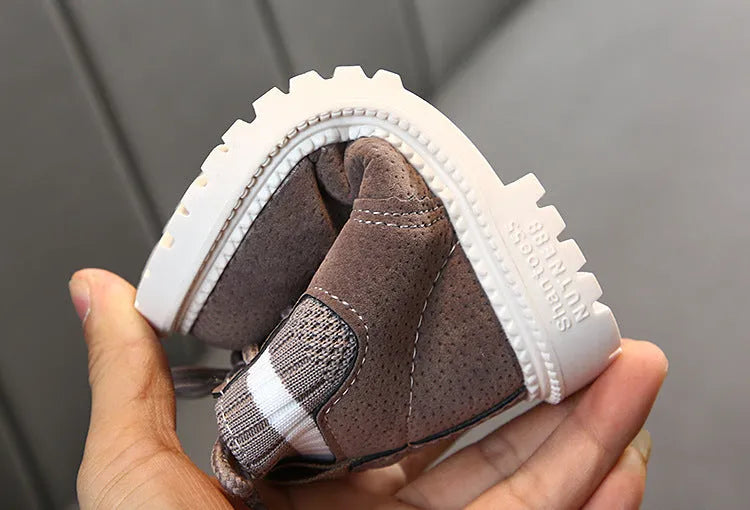 Children's Martin snow boots with side zip, synthetic leather upper, rubber sole, thickened winter design, sizes 21-30.